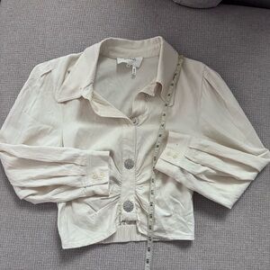 ba&sh Cream Lightweight Button-Up Blouse women XS